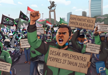 Pasca Pemberlakuan Potongan 8 Persen, Ratusan Ojol Demo di Jakarta