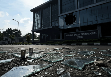 Detik-detik Mencekam! Kaca Gedung BGN Jatuh dari Ketinggian, Pecahan Kaca Berhamburan ke Aspal